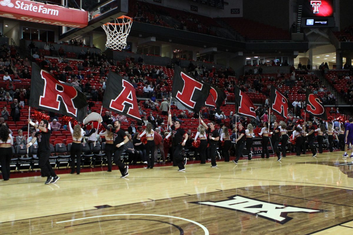 Dec 12, 2018; Lubbock, TX, USA; The Texas Tech Red Raiders cheerleaders lead the team onto the court before the game against the Northwestern State Demons at United Supermarkets Arena. Mandatory Credit: Michael C. Johnson-USA TODAY Sports