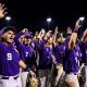 Kansas State baseball celebrates after winning Fayetteville Regional in 2024. (Photo by Austin Van Meter)