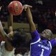 Texas guard Rori Harmon and Kansas State's Sarah Shematsi. (Scott D. Weaver/Big 12 Conference)