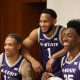 Kansas State's Keyontae Johnson, Markquis Nowell and Nae'Quan Tomlin