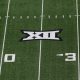 Oct 22, 2022; Lubbock, Texas, USA; A general view of the Big 12 Logo on the field before the game between the West Virginia Mountaineers and the Texas Tech Red Raiders at Jones AT&T Stadium and Cody Campbell Field. Mandatory Credit: Michael C. Johnson-USA TODAY Sports