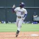 May 13, 2023; Stillwater, OK, USA; Kansas State Wildcats infielder Kaelen Culpepper (22) points up after hitting a home run during the game against the Oklahoma State Cowboys at O'Brate Stadium. Mandatory Credit: Brett Rojo-USA TODAY Sports