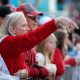 Pala Yanik of Yukon gives the Horns Down before the Red River Rivalry college football game between the University of Oklahoma Sooners (OU) and the University of Texas (UT) Longhorns at the Cotton Bowl in Dallas, Saturday, Oct. 7, 2023.