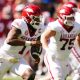 Oct 14, 2023; Tuscaloosa, Alabama, USA; Arkansas Razorbacks quarterback KJ Jefferson (1) rolls out during the fourth quarter against the Alabama Crimson Tide at Bryant-Denny Stadium. Mandatory Credit: John David Mercer-USA TODAY Sports