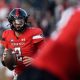 Texas Tech's quarterback Behren Morton (2) prepares to throw the ball against UCF in a Big 12 football game, Saturday, Nov. 18, 2023, at Jones AT&T Stadium.