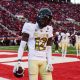 Nov 25, 2023; Salt Lake City, Utah, USA; Colorado Buffaloes athlete Travis Hunter (12) reacts after scoring a touchdown against the Utah Utes at Rice-Eccles Stadium. Mandatory Credit: Christopher Creveling-USA TODAY Sports