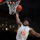 Mar 6, 2024; Coral Gables, Florida, USA; Miami Hurricanes forward Norchad Omier (15) dunks the basketball against the Boston College Eagles during the second half at Watsco Center. Mandatory Credit: Sam Navarro-USA TODAY Sports