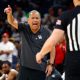 Mar 24, 2024; Memphis, TN, USA; Houston Cougars head coach Kelvin Sampson reacts toward an official during the second half against the Texas A&M Aggies in the second round of the 2024 NCAA Tournament at FedExForum. Mandatory Credit: Petre Thomas-USA TODAY Sports