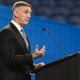 Jul 23, 2024; Indianapolis, IN, USA; Big Ten commissioner Tony Petitti speaks to the media during the Big 10 football media day at Lucas Oil Stadium. Mandatory Credit: Robert Goddin-USA TODAY Sports