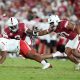 Oklahoma Sooners defensive back Robert Spears-Jennings (3) and Oklahoma Sooners defensive lineman Trace Ford (30) bring down Houston Cougars quarterback Donovan Smith (1) during a college football game between the University of Oklahoma Sooners (OU) and the Houston Cougars at Gaylord Family Ð Oklahoma Memorial Stadium in Norman, Okla., Saturday, Sept. 7, 2024.