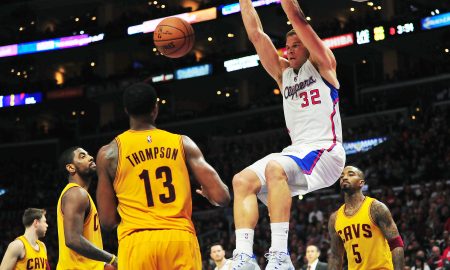 January 16, 2015; Los Angeles, CA, USA; Los Angeles Clippers forward Blake Griffin (32) dunks to score a basket against the Cleveland Cavaliers during the second half at Staples Center. Mandatory Credit: Gary A. Vasquez-USA TODAY Sports