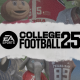 EA Sports College Football 25 Logo with renderings in background.